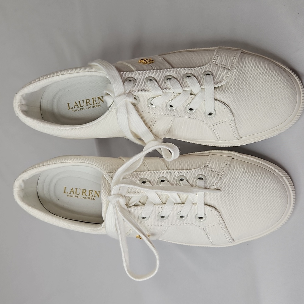 Ralph Lauren White Janson II Canvas Sneakers Size 8 NWT - Picture 3 of 8